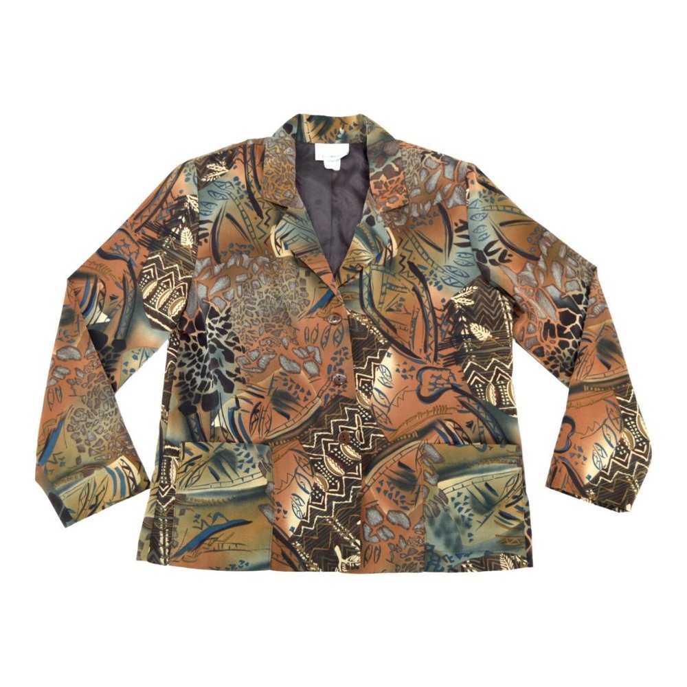 Vintage CB Collections Jacket Size Small 90's Colorful‎ Button Up Long Sleeve...